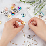 20Pcs 5 Colors Alloy Hang Snap Base Pendant, for Interchangeable Snap Charms Jewelry Making, Flat Round, Mixed Color, 23x19x5mm, Hole: 2mm, 4pcs/color