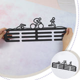 Sports Theme Iron Medal Hanger Holder Display Wall Rack, with Screws, Triathlon Pattern, 150x400mm