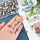 80Pcs Zinc Alloy European Beads, Large Hole Beads, Flat Round with Peace Sign, Antique Silver, 10.5x6.5mm, Hole: 4.5mm