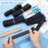 8 Yards 4 Styles Polyester Non Slip Knitted Elastic Belt, Wave Silicone Gripper Elastic Band for Clothing Sewing, Black, 20~38x1.2mm, about 2 yards/style