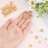 80Pcs 8 Style Brass Bead Caps, Flower, Real 24K Gold Plated, 7~15x7~13.5x1.2~4mm, Hole: 1~2mm, 10pcs/style