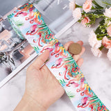 10 Yards Printed Polyester Ribbon, for Bowknot Making, Flat, Colorful, Flamingo Pattern, 5.1x0.02cm