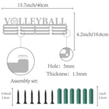 Fashion Iron Medal Hanger Holder Display Wall Rack, with Screws, Word Volleyball, Platinum, 10.6x40cm