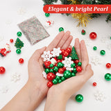 DIY Christmas Theme Vase Fillers for Centerpiece Floating Candles, Including Santa Claus & Snowman & Tree Resin Display Decration & Cabochon, Round Plastic Beads, Nail Art Powder, Mixed Color