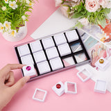 15Pcs Mini Square Acrylic Glass Window Boxes Sets, with Sponge Inside and Rectangle Storage Boxes, for Loose Diamond Storage, White, Square: 2.9x2.9x1.75cm, Rectangle: 17.9x10.9x2.5cm