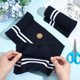 2Pcs Stripe Pattern Polyester & Spandex Ribbing Fabric for Cuffs, Waistbands Neckline Collar Trim, Baseball Sport Clothes Hem, Prussian Blue, 950x145x1.5mm