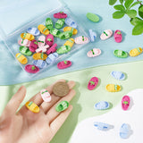 50Pcs 5 Styles Opaque Resin Cabochons, Slipper, Mixed Color, 24~24.5x13~13.5x9~11mm, 10pcs/style