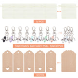 DIY Keychain Gift Kits, Including Alloy Glass Pearl Keychains, Organza Gift Bags, Jewelry Display Paper Price Tags and Ribbon, Antique Silver & Platinum, Keychain: 53mm, 8 colors, 4pcs/color, 32pcs/set