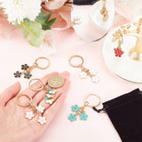 2 Sets Alloy Enamel Keychain, with Iron Split Key Rings and Brass Open Jump Rings, Flower, 1Pc Rectangle Velvet Pouches, Mixed Color, 7cm, Pendant: 49x30mm, 6pcs/set, 2 sets