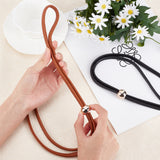 2Pcs 2 Colors PU Leather Bag Contraction Band, with Alloy Bead Adjuster, Bag Replacement Accessories, Mixed Color, 100x0.8x0.4cm, 1pc/color