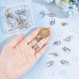 DIY Earring Making, with 304 Stainless Steel Leverback Earring Findings and Transparent Glass Cabochons, Stainless Steel Color, 74x72x17mm