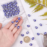 60Pcs CCB Plastic Beads, with Enamel, Oval with Evil Eye, Blue, 12x9.5x5mm, Hole: 1.4mm