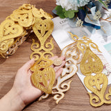 Polyester Heart Floral Embroidery Lace Trim, Garment Accessories, Gold, 2-3/8 inch(60mm), about 4.37 Yards(4m)/pc