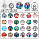 DIY Interchangeable Tree of Life Office Lanyard ID Badge Holder Necklace Making Kit, Including Glass Snap Buttons & Alloy Keychain Making, 304 Stainless Steel Cable Chains Necklace, Mixed Color, 28Pcs/box