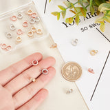24Pcs 3 Colors Brass Rhinestone Tube Bails, Open Loop Bails, Bail Beads, Hollow-out, Ring, Mixed Color, 10x7x3mm, Hole: 1.6mm, Inner Diameter: 5mm, 8pcs/color