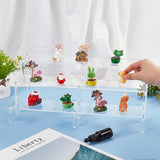 3-Tier Transparent Acrylic Minifigures Display Risers, with Iron Findings, for Cosmetic, Doll, Model Display, Clear, Finish Product: 20.5x40x14.5cm