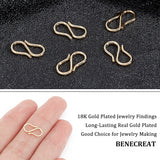 100Pcs 304 Stainless Steel S-Hook Clasps, Real 18K Gold Plated, 13x7x1mm