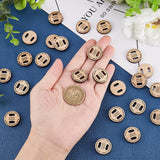 Undyed Wood Connectors Charms, Laser Cut, Falt Round with Word Handmade, Blanched Almond, 20x3.5mm, Hole: 3x7mm, 200pcs/bag