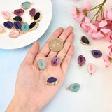 20Pcs 5 Style Druzy Geode Resin Pendants, with Edge Light Gold Plated Iron Loops, Nuggets, Mixed Color, 25~26x15x7mm, 4pcs/style
