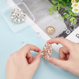 2Pcs Alloy Rhinestone Shoe Decorations, Detachable Shoe Buckle Clips, with Iron Findings, Flower, Rose Gold, 45x18mm