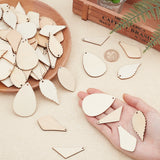 DIY Earring Making Kit, Including 80Pcs 4 Style Wooden Pendant, Leaf & Horse Eye & Kite & Teardrop & Quadrangle, 100Pcs Iron Open Jump Rings, Nickel Free, 100Pcs Brass Earring Hooks, Mixed Color, 47.5~55x19~27.5x2~3mm, Hole: 1.5~3mm, 20pcs/style