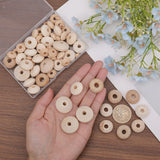 150Pcs 5 Styles Wood Beads, Undyed, Rondelle Large Hole Beads, BurlyWood, 8~23x5~11.5mm, hole: 2.5~7mm