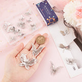 20Pcs 10 Style Brass Filigree Pendants and Filigree Joiners Links Sets, with Crystal Rhinestone, 3D Butterfly, Platinum, 12~37x20~51x3.5~9mm, Hole: 1~1.8mm, 2pcs/style