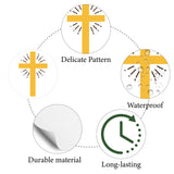 8 Sheets Plastic Waterproof Self-Adhesive Picture Stickers, Round Dot Cartoon Decals for Kid's Art Craft, Cross, 150x150mm, Sticker: 25mm