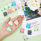 16Pcs 8 Colors Frog Luminous Food Grade Eco-Friendly Silicone Beads, Chewing Beads For Teethers, DIY Nursing Necklaces Making, Glow in the Dark, Mixed Color, 28x24x10mm, Hole: 3mm, 2pcs/color