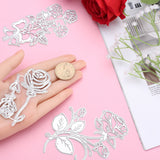 3Pcs 3 Styles Carbon Steel Cutting Dies Stencils for DIY Template, Decorative Embossing DIY Paper Card, Flower Rose Bouquet, Stainless Steel Color, 81~111x46.5~76x1mm, Hole: 1~1.5mm, 1pc/style