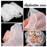 Polyester Flower Bouquet Wrapping Mesh Paper, with ABS Plastic Imitation Pearl Edge, Bouquet Packaging Paper Wrinkled Wavy Net Yarn, for Valentine's Day, Wedding, Birthday Decoration, White, 11 inch(280mm), about 4.37 Yards(4m)/Bag