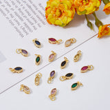 16Pcs 8 Colors Real 18K Gold Plated Brass Micro Pave Cubic Zirconia Charms, with Jump Ring, Long-Lasting Plated, Horse Eye, Mixed Color, 9x4x3.5mm, Jump Ring: 4x0.5mm, 2.5mm Inner Diameter, 2pcs/color