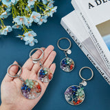 4Pcs 2 Style Natural Mixed Stone Keychains, with 304 Stainless Steel Lobster Claw Clasps and Iron Key Rings & Copper Wire, Platinum, 8~8.9cm, 2pcs/style