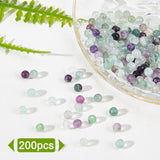 200Pcs Natural Fluorite Beads Strands, Round, 4mm, Hole: 0.6mm