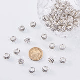 Polymer Clay Rhinestone European Beads, Large Hole Rondelle Beads, with Platinum Plated Alloy Cores, Crystal, 10~12x7~8mm, Hole: 5mm, 100pcs/box