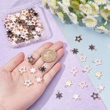 96Pcs 6 Style Alloy Enamel Pendants, Star, Light Gold, Mixed Color, 16~16.5x12~14x2mm, Hole: 1.6mm, 16pcs/style