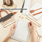 DIY Rectangle PU Leather Knitting Crochet Bags, with PU Leather Bag Bottom & Cover, Chain Shoulder Strap and Wax Cords, White, 54x8.2x0.2cm, Hole: 3mm