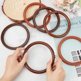 6Pcs 3 Styles Wooden Round Ring Shaped Bag Handles, Purse Replacement Part, Mixed Color, 140x12~12.5mm, Inner Diameter: 113.5mm, 2pcs/style