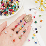 150Pcs 15 Styles Natural & Synthetic Mixed Gemstone Round Charms with Golden Plated Brass Loops, Mixed Dyed and Undyed, 10x6mm, Hole: 2mm, 10pcs/style