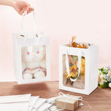 Paper Bags, Gift Shopping Bags, with Transparent Clear Window Display and Handles, Rectangle, White, 25x18x13.2cm