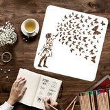 PET Hollow Out Drawing Painting Stencils, for DIY Scrapbook, Photo Album, Butterfly, 30x30cm