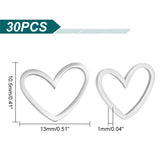 30Pcs 201 Stainless Steel Linking Rings, Laser Cut, Asymmetrical Heart, Stainless Steel Color, 10.5x13x1mm