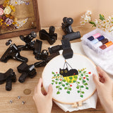 Plastic Sewing Tool, Tabledesk Clip, with Iron Findings, Black, 8~10.7x6~7.8x4.9~9.2cm