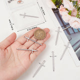 10Pcs 201 Stainless Steel Pendants, Sword Charm, Stainless Steel Color, 45x13.5x2mm, Hole: 1.8mm