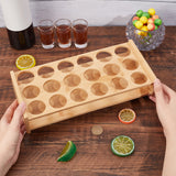 18-Hole Wood Shot Glasses Holders, Beer Wine Glasses Organizer Rack for Family Party Bar Pub, Rectangle, Light Khaki, 310x144x59mm, Inner Diameter: 39mm