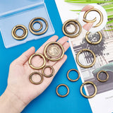 16Pcs 4 Style Alloy Spring Gate Rings, Cadmium Free & Lead Free, Antique Bronze, 24.5x4mm