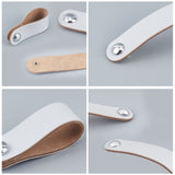PU Leather Door Handles, for Cabinet Door Straps Replacement Accessories, Silver, 170x25x3mm, Hole: 3.5, 24x7.5mm
