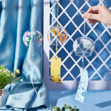 3Pcs 3 Style Glass Wind Chimes, Flower Pattern Small Wind Bells with Paper Card, Suncatcher for Garden Window Party Hanging Decors, Mixed Color, 385~400mm, 1pc/style