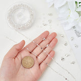 DIY Chain Bracelet Necklace Making Kit, Including Brass Flat Round Link Chains, 304 Stainless Steel Clasps & Jump Rings, Silver, Chain: 10M/set