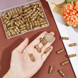 80Pcs Tibetan Style Alloy Tube Beads, Large Hole Beads, Column with Sun and Star, Antique Golden, 22.5x8x7.5mm, Hole: 5mm